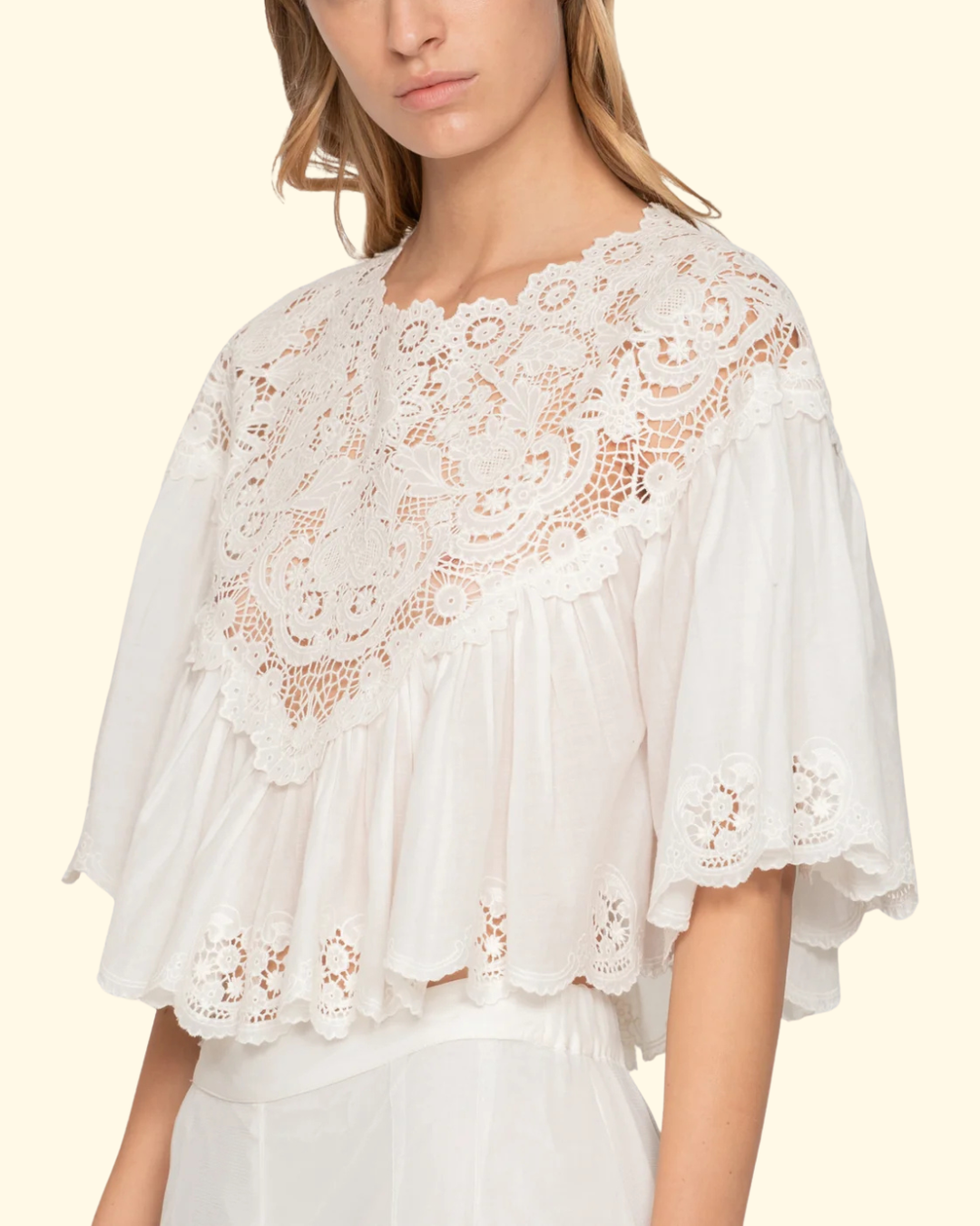 Sofia Embroidery Top | Cream