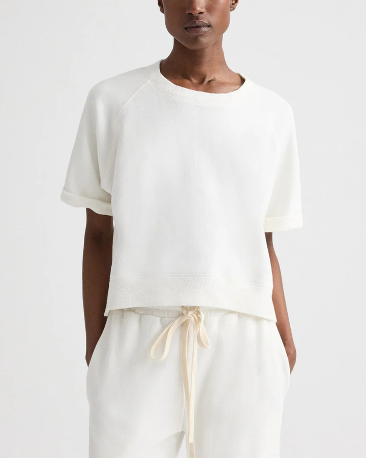 Slouchy Rolled Tee | White