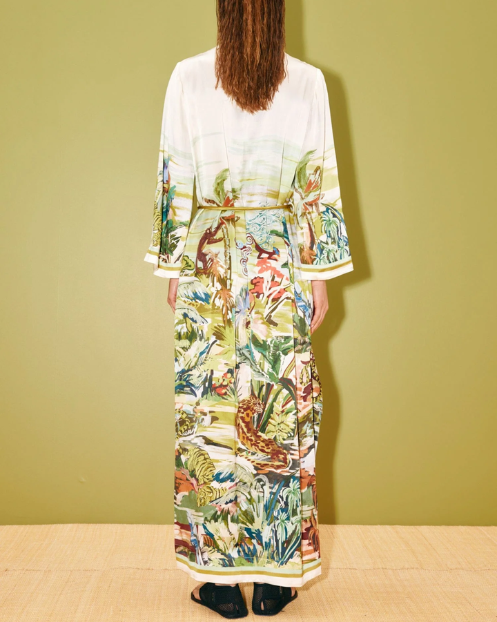 Jungle Boogie Silk Midi Dress | Multi