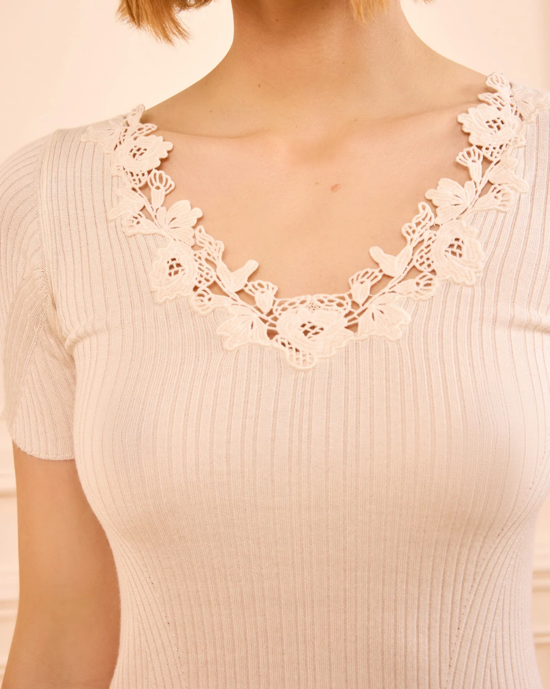 Celeste S/S Knit Top | Pearled Ivory