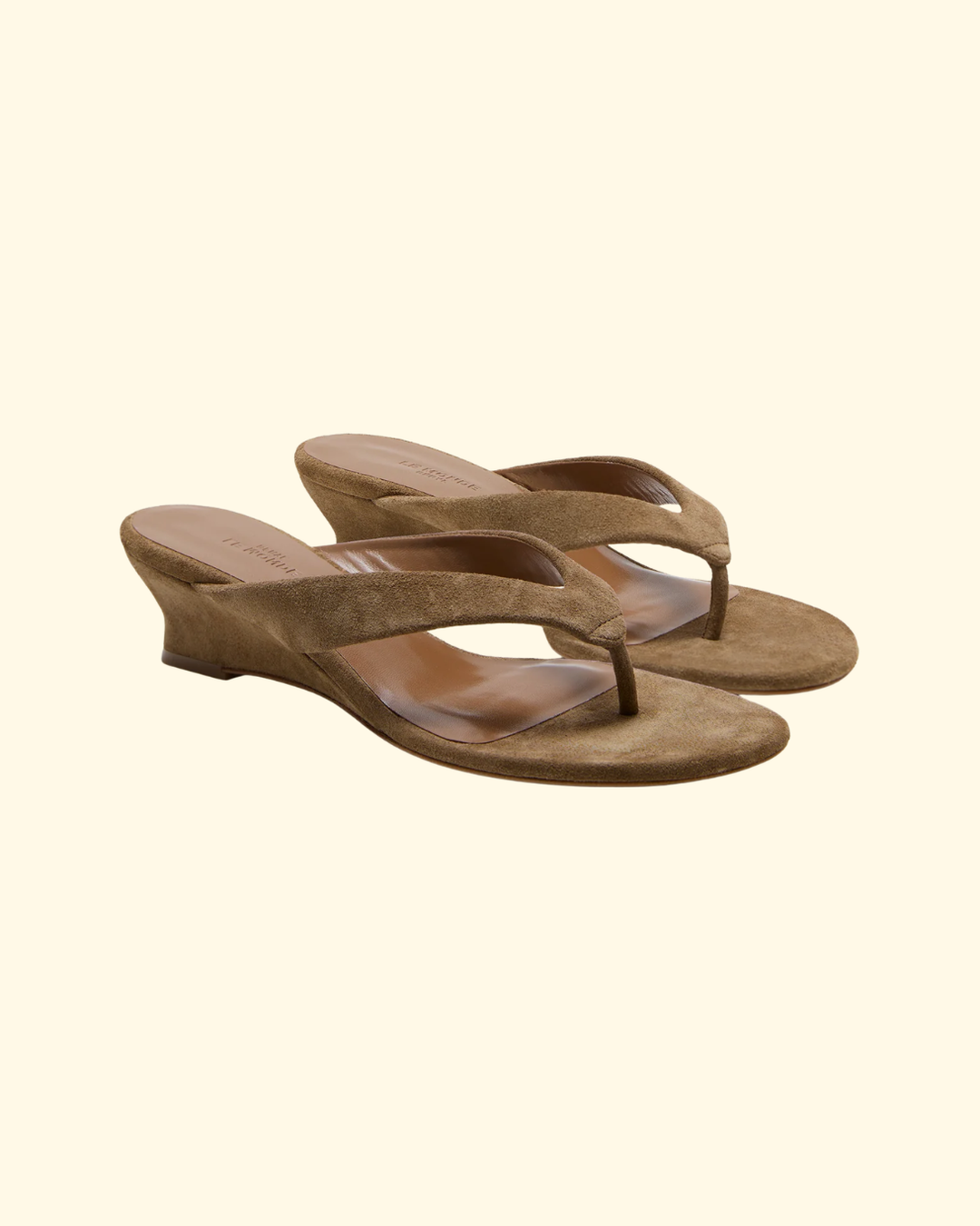 Micro Wedge Thong Sandal | Taupe Suede