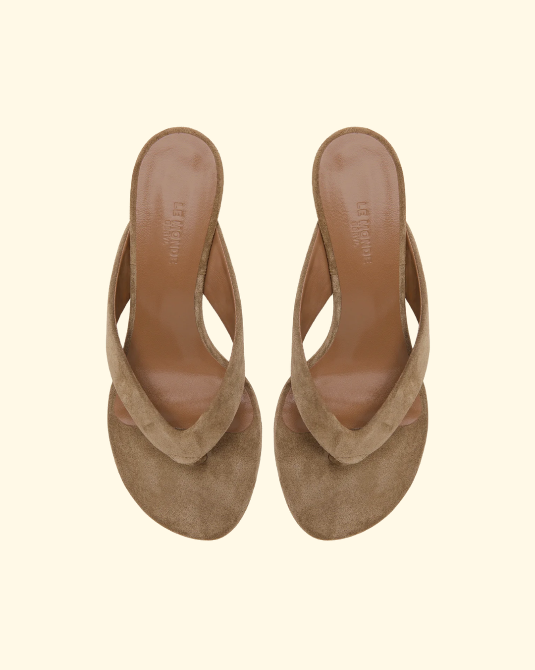 Micro Wedge Thong Sandal | Taupe Suede