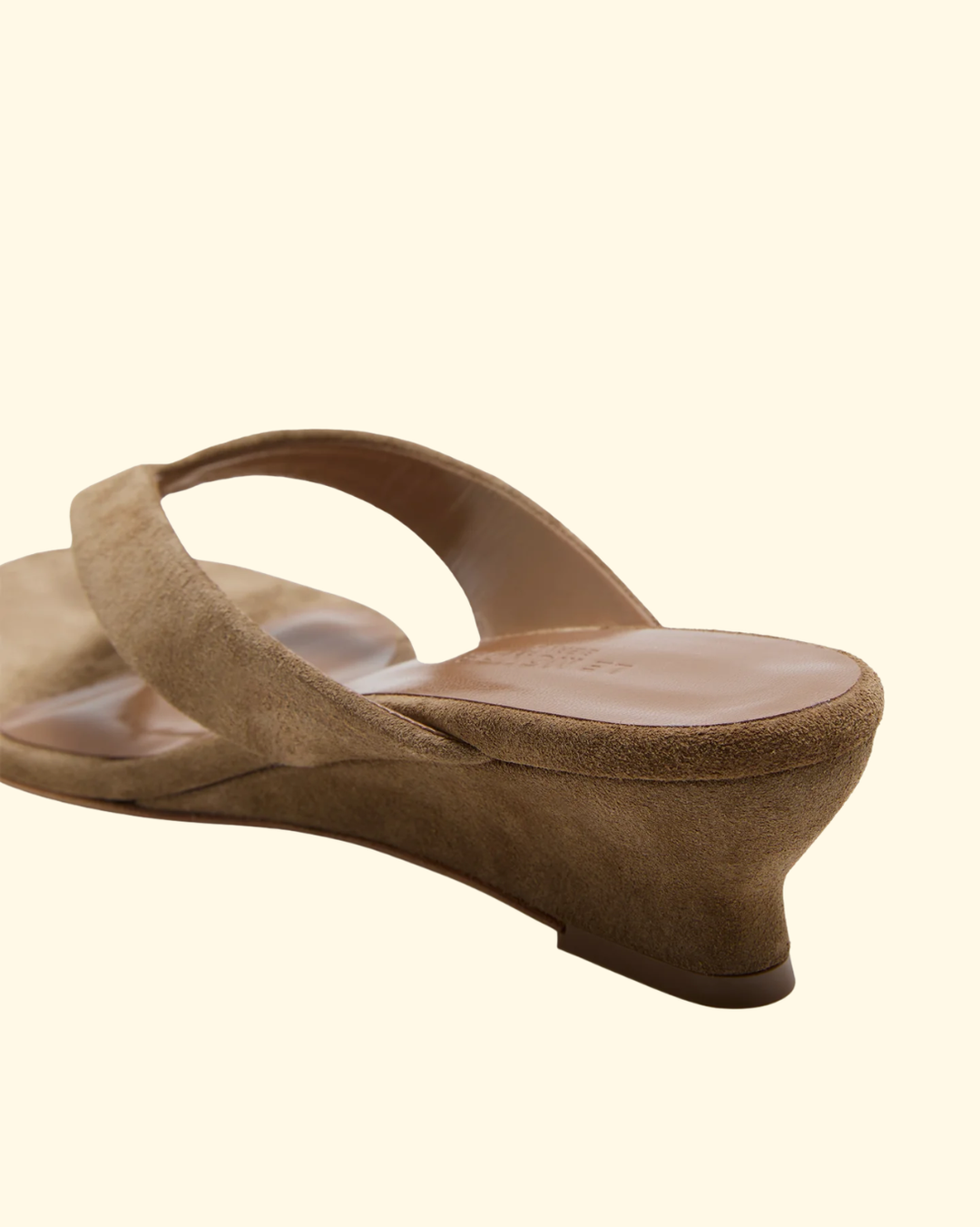 Micro Wedge Thong Sandal | Taupe Suede