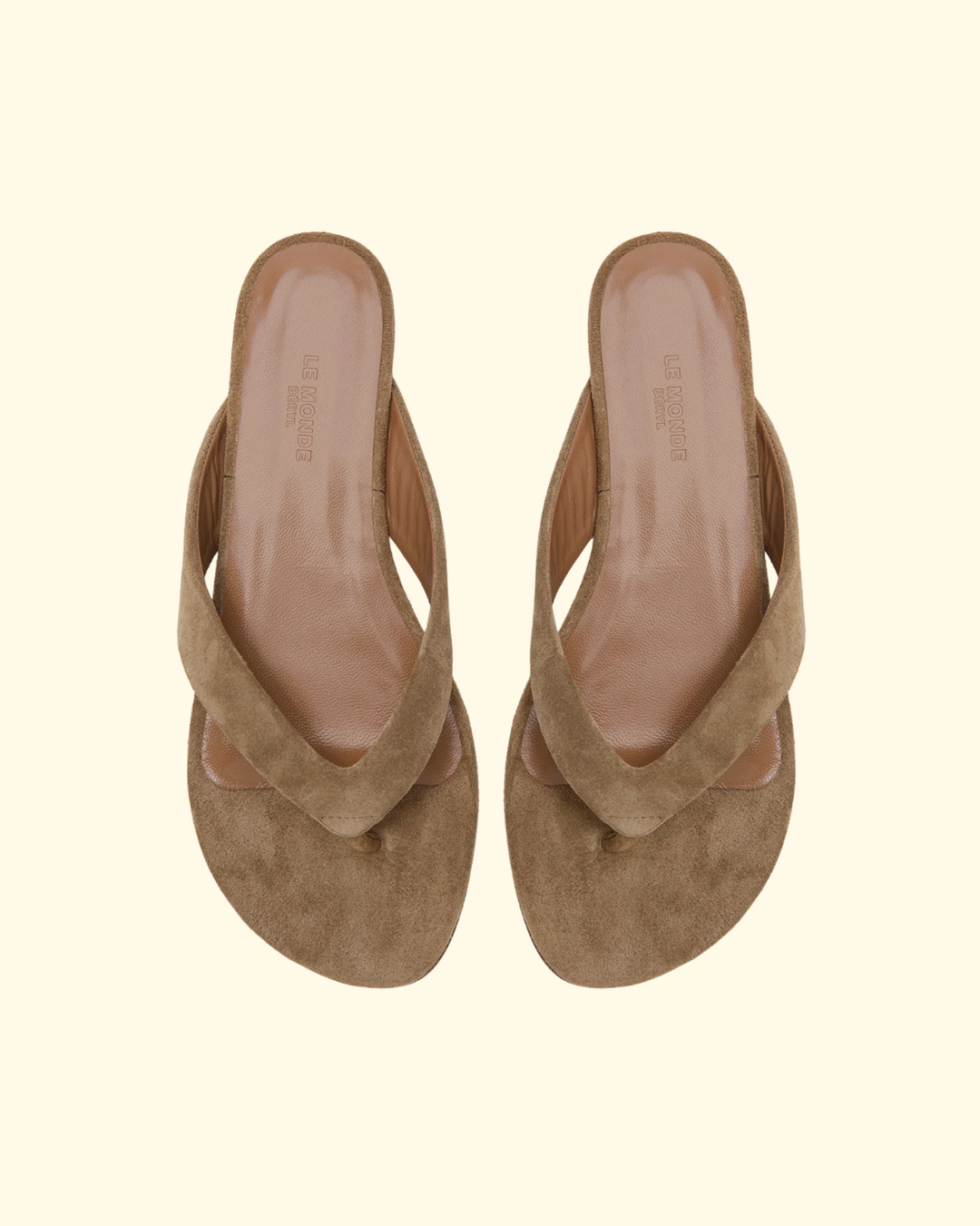 Flat Thong Sandal | Taupe Suede