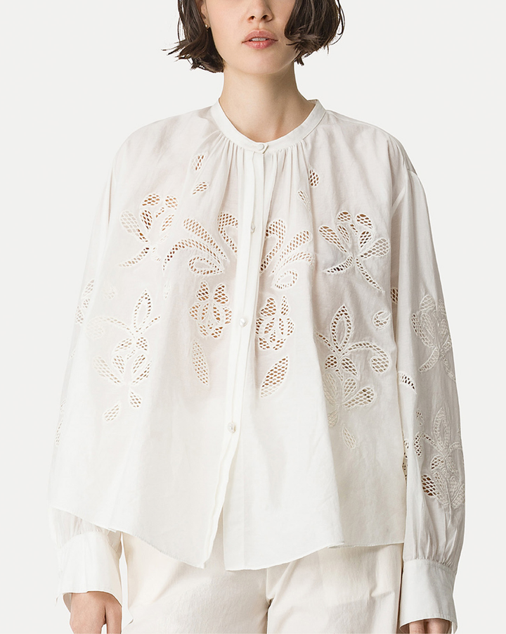 Embroidery Voile Bohemian Shirt | Avorio