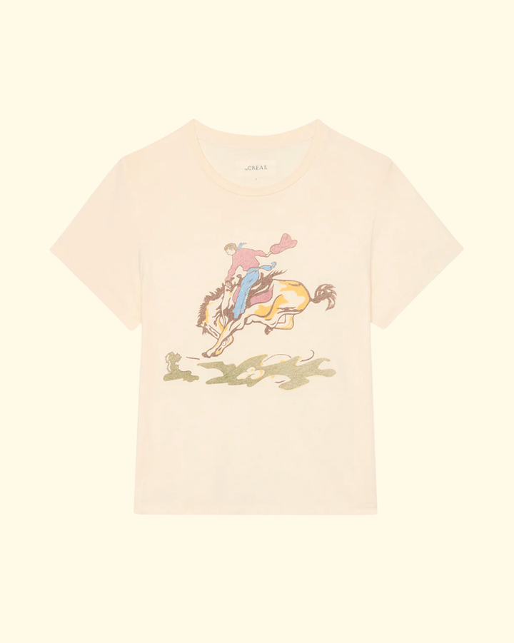 The Little Tee W/ Rider Graphic | Washed White