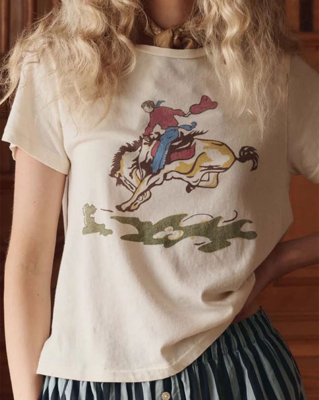 The Little Tee W/ Rider Graphic | Washed White