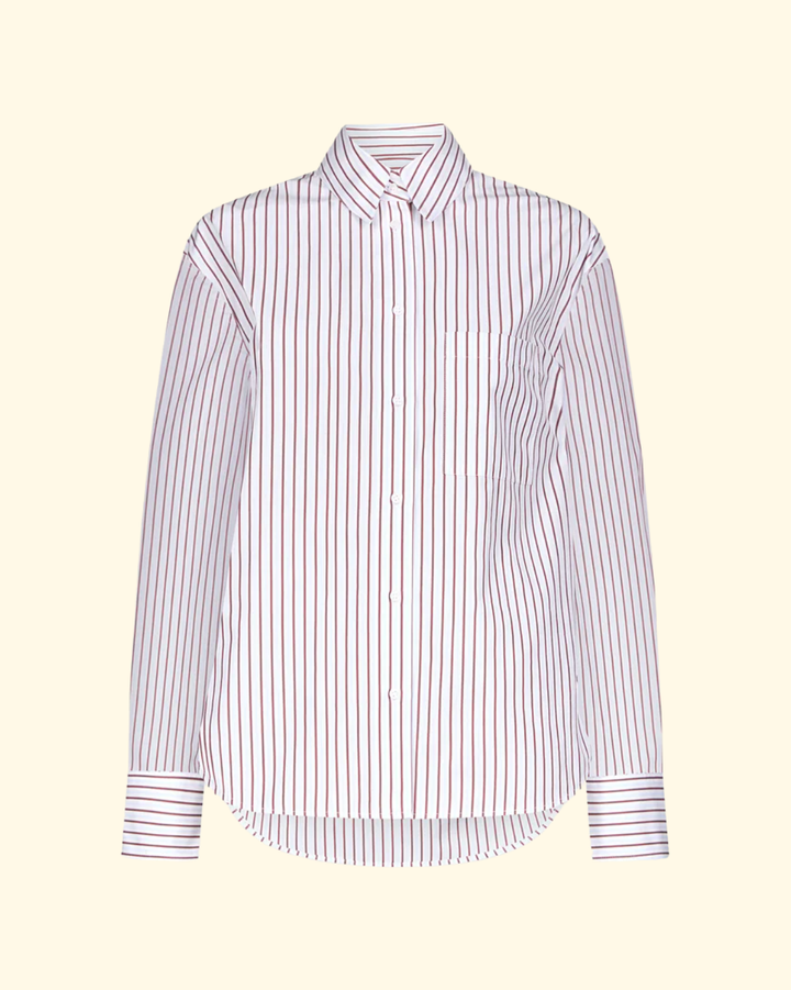 Maud Oversized Shirt | Dark Red/ Light Blue