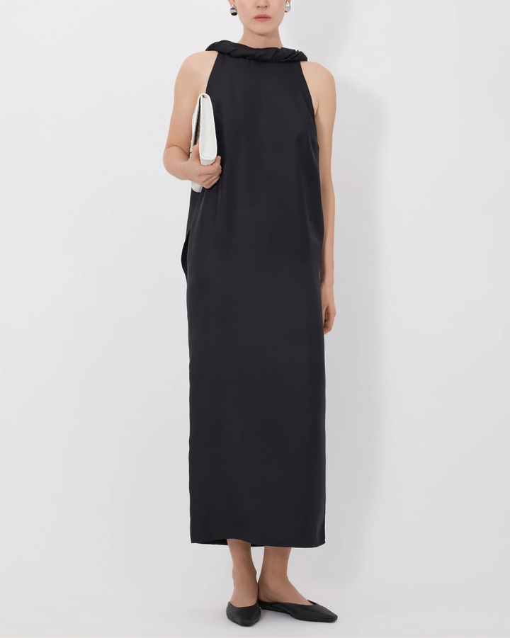 Susan Twisted Collar Dress | Black