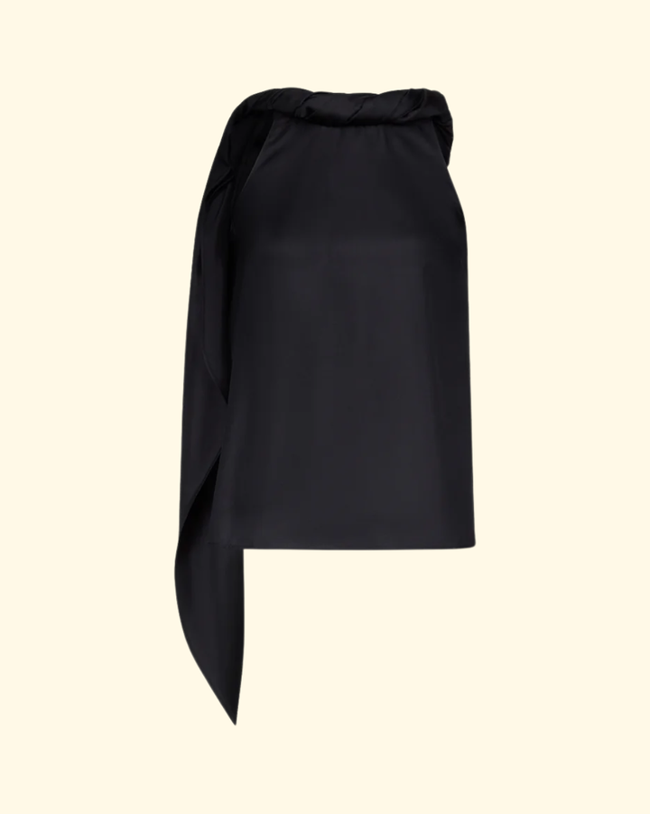 Wilma Twisted Collar Top | Black