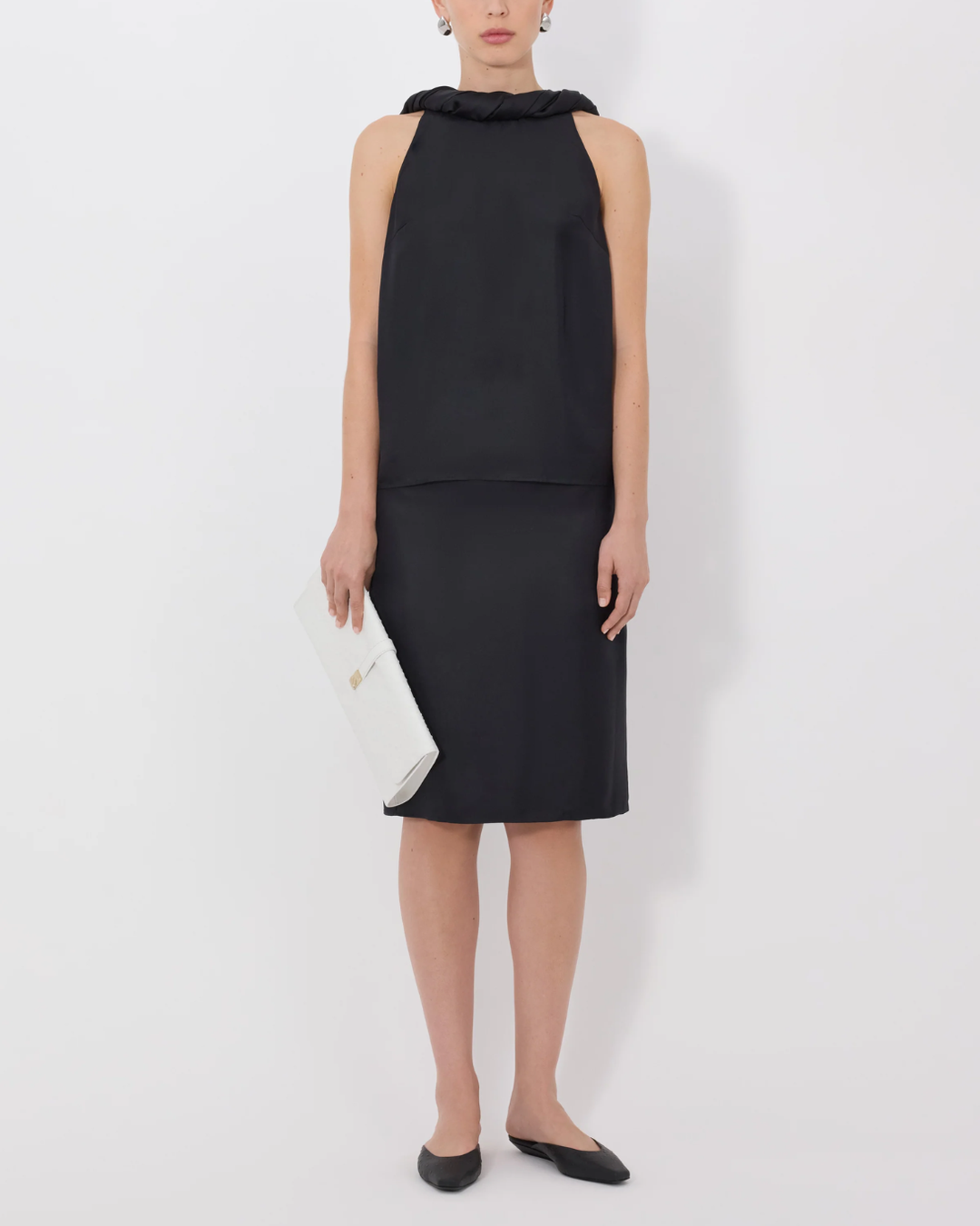 Wilma Twisted Collar Top | Black