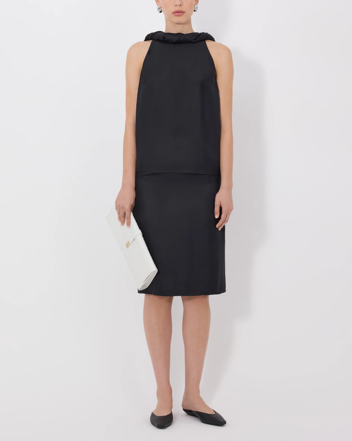 Wilma Twisted Collar Top | Black