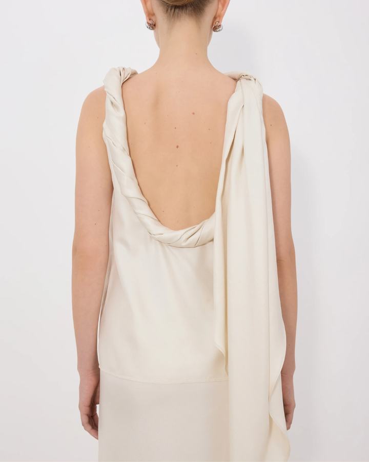 Wilma Twisted Collar Shirt | Ivory