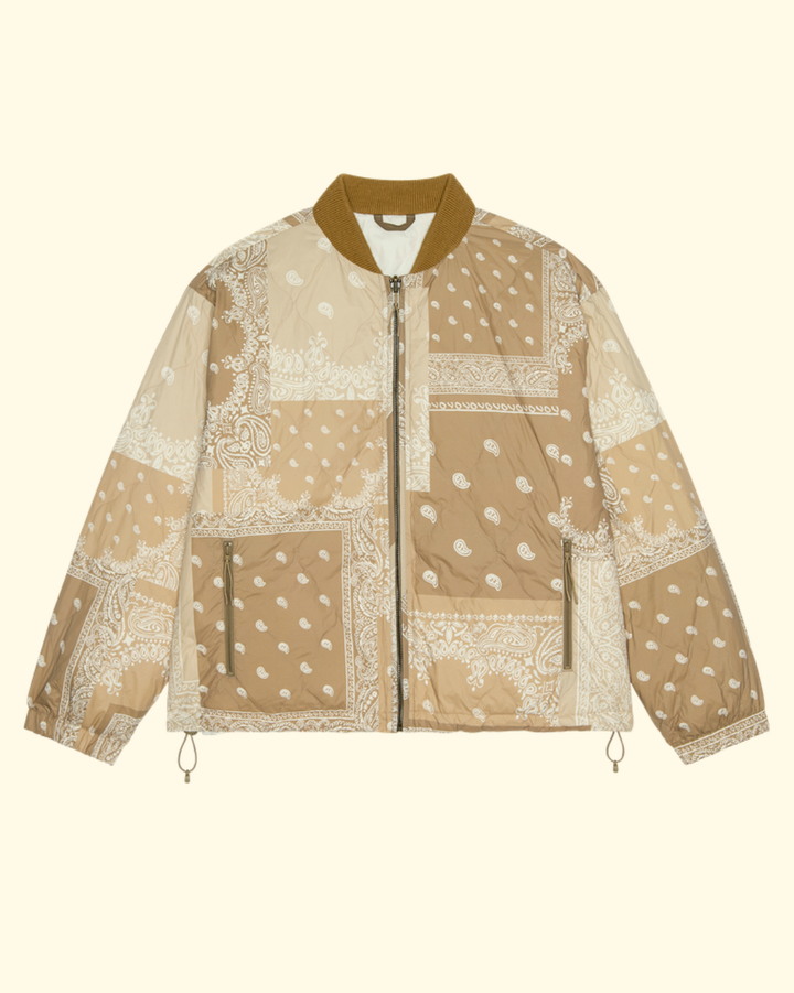 Reversible Ultra Light Puffer | Khaki Bandana