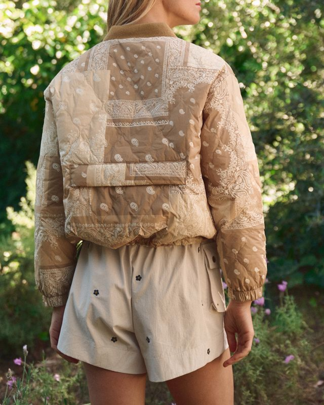 Reversible Ultra Light Puffer | Khaki Bandana