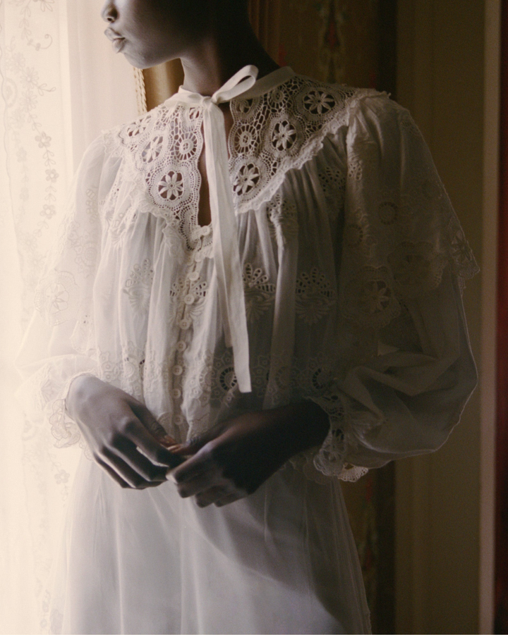 Sofia Embroidered L/SLV Top | Cream