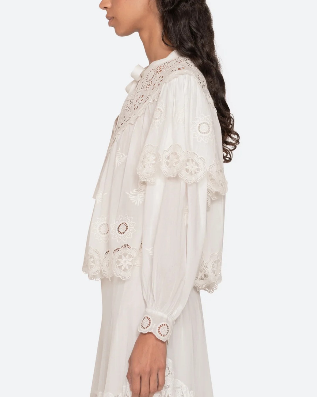 Sofia Embroidered L/SLV Top | Cream