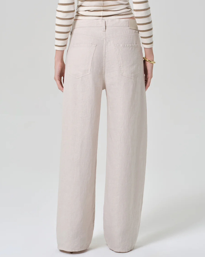 Brynn Drawstring Linen Trouser | Pale Stone