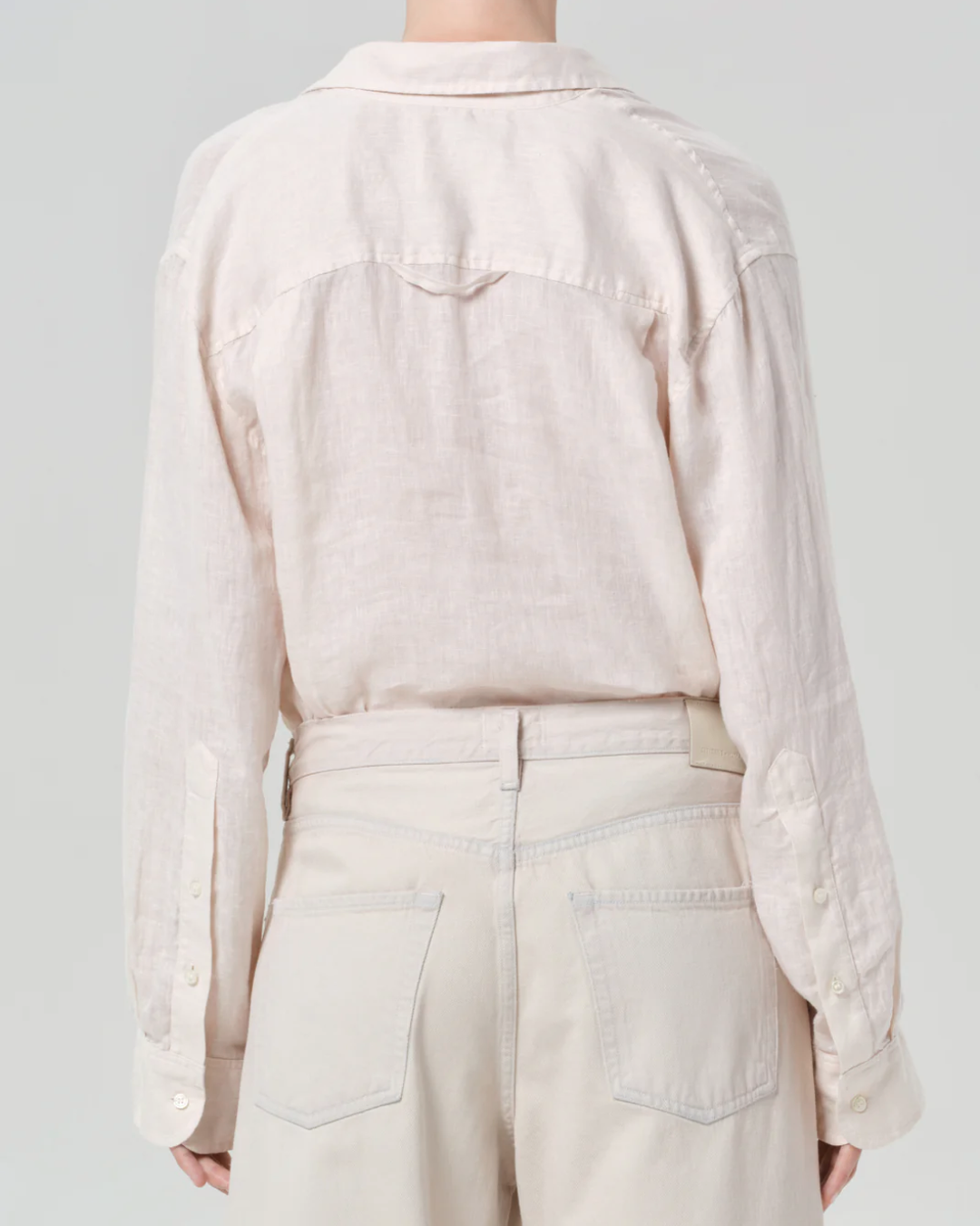 Kayla Shrunken Linen Shirt | Pale Stone