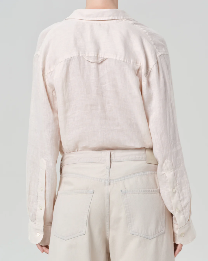 Kayla Shrunken Linen Shirt | Pale Stone