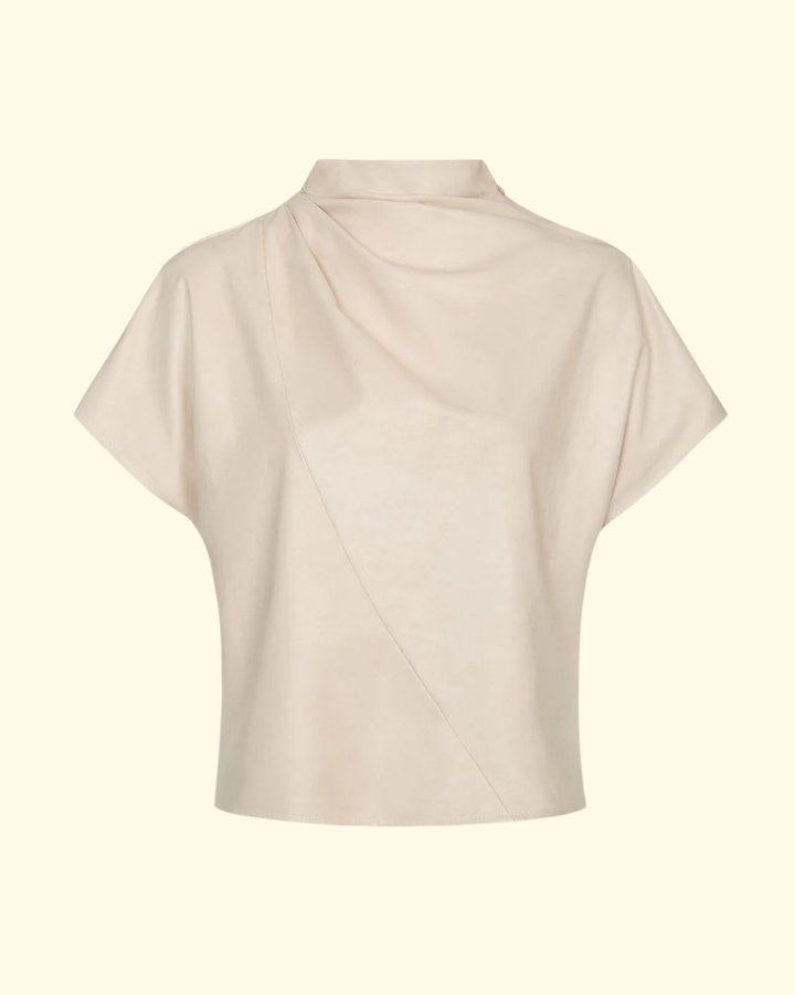 Mock Neck Tee | Creme Brûlée