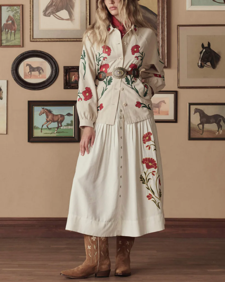 Embroidered Commodore Jacket | Cream