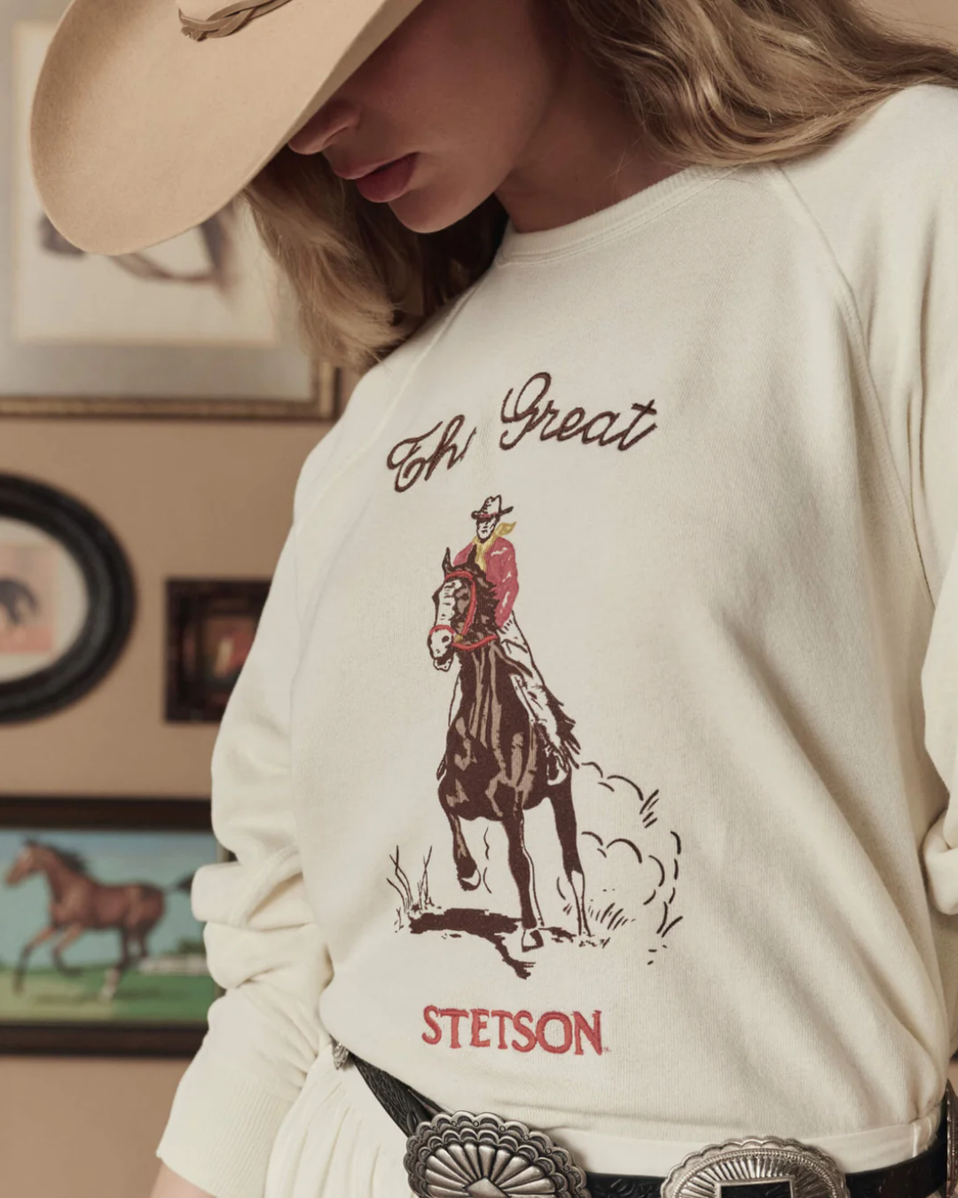 The College Sweatshirt W/ Stetson Graphic | Washed White
