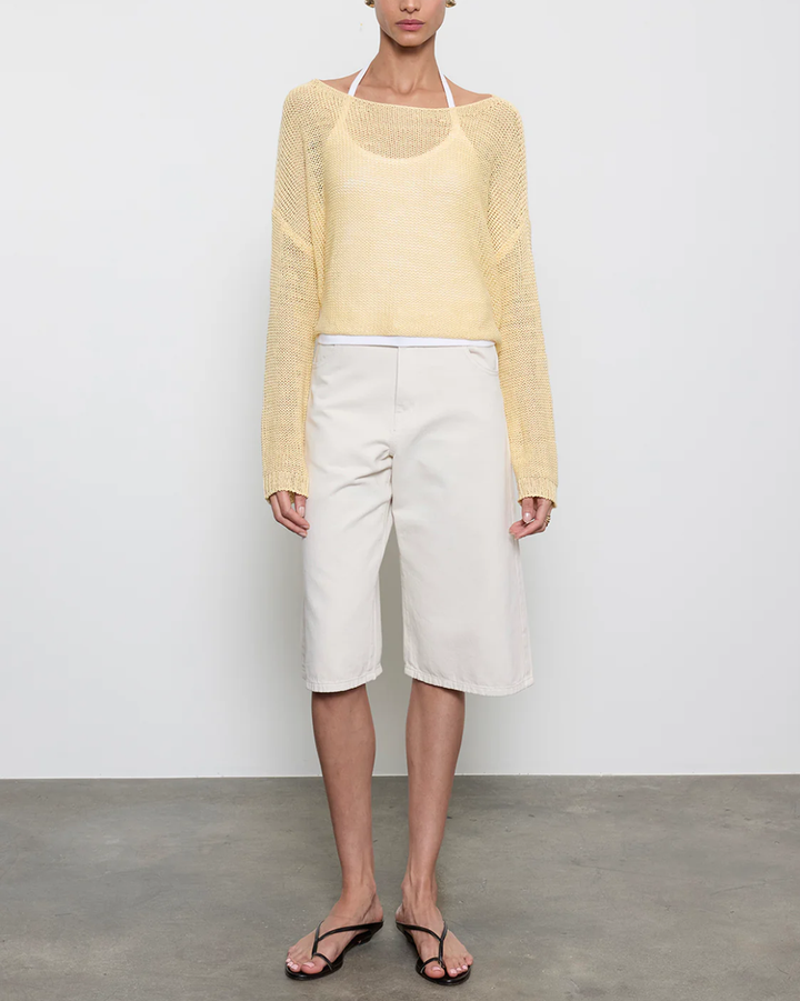 Linen Open Knit Bateau Sweater | Flan