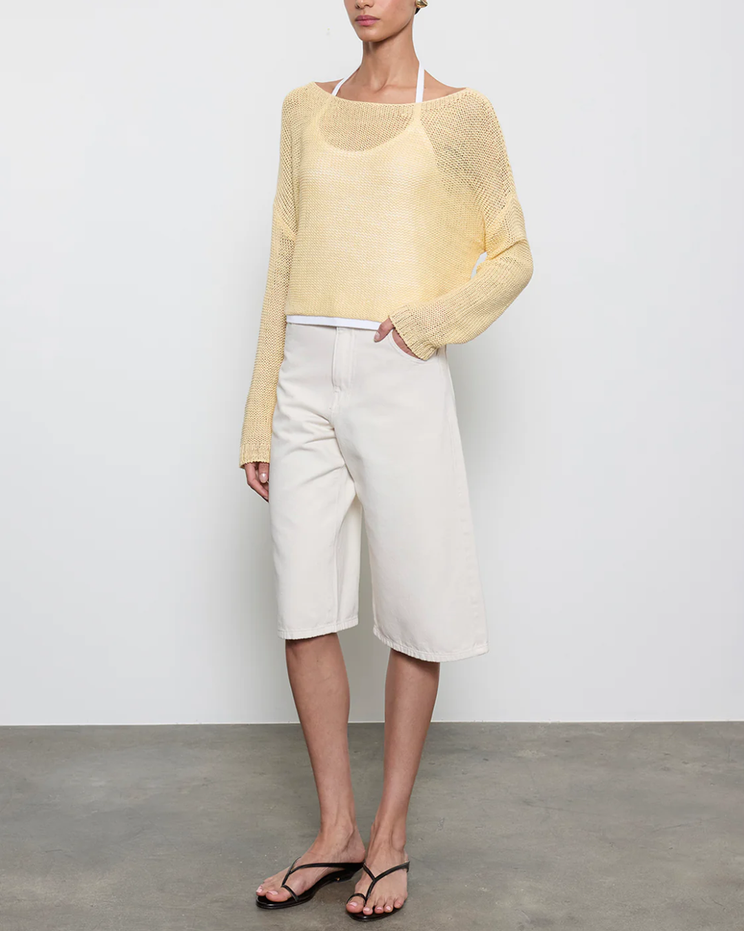 Linen Open Knit Bateau Sweater | Flan