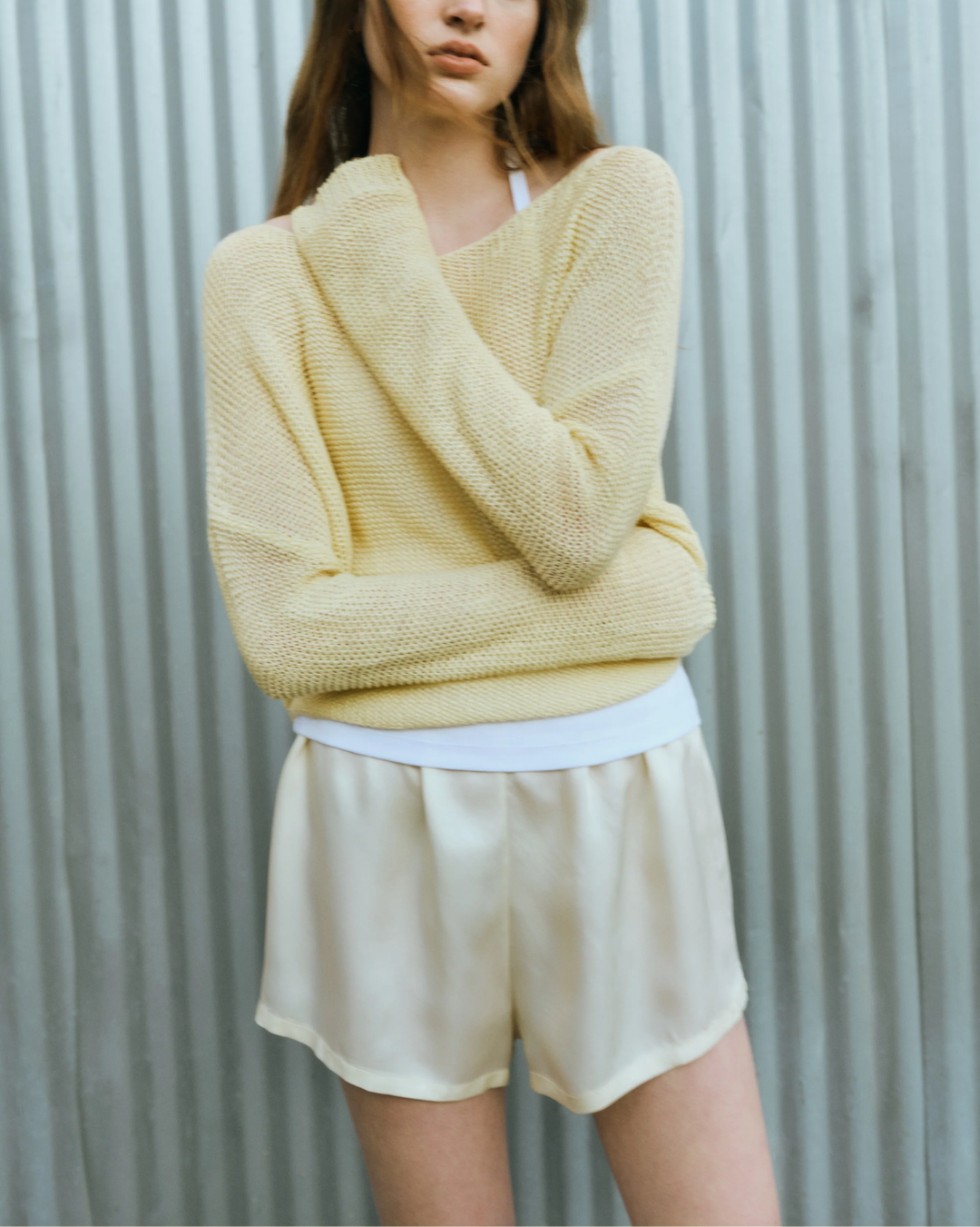 Linen Open Knit Bateau Sweater | Flan