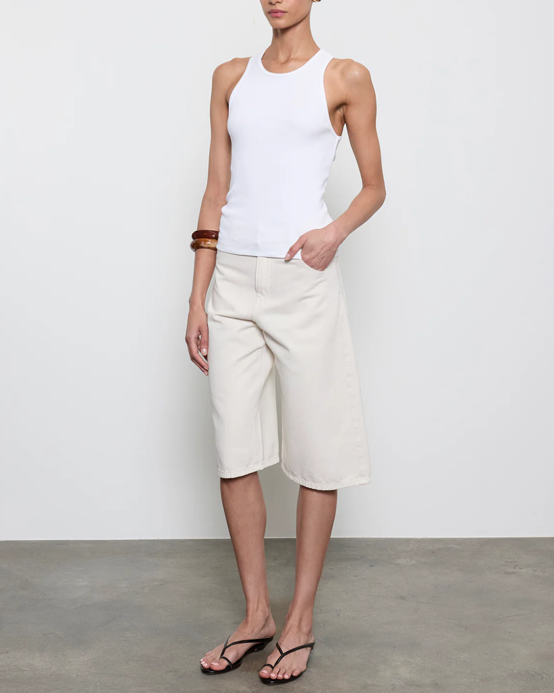 Cotton Rib Boy Tank | White