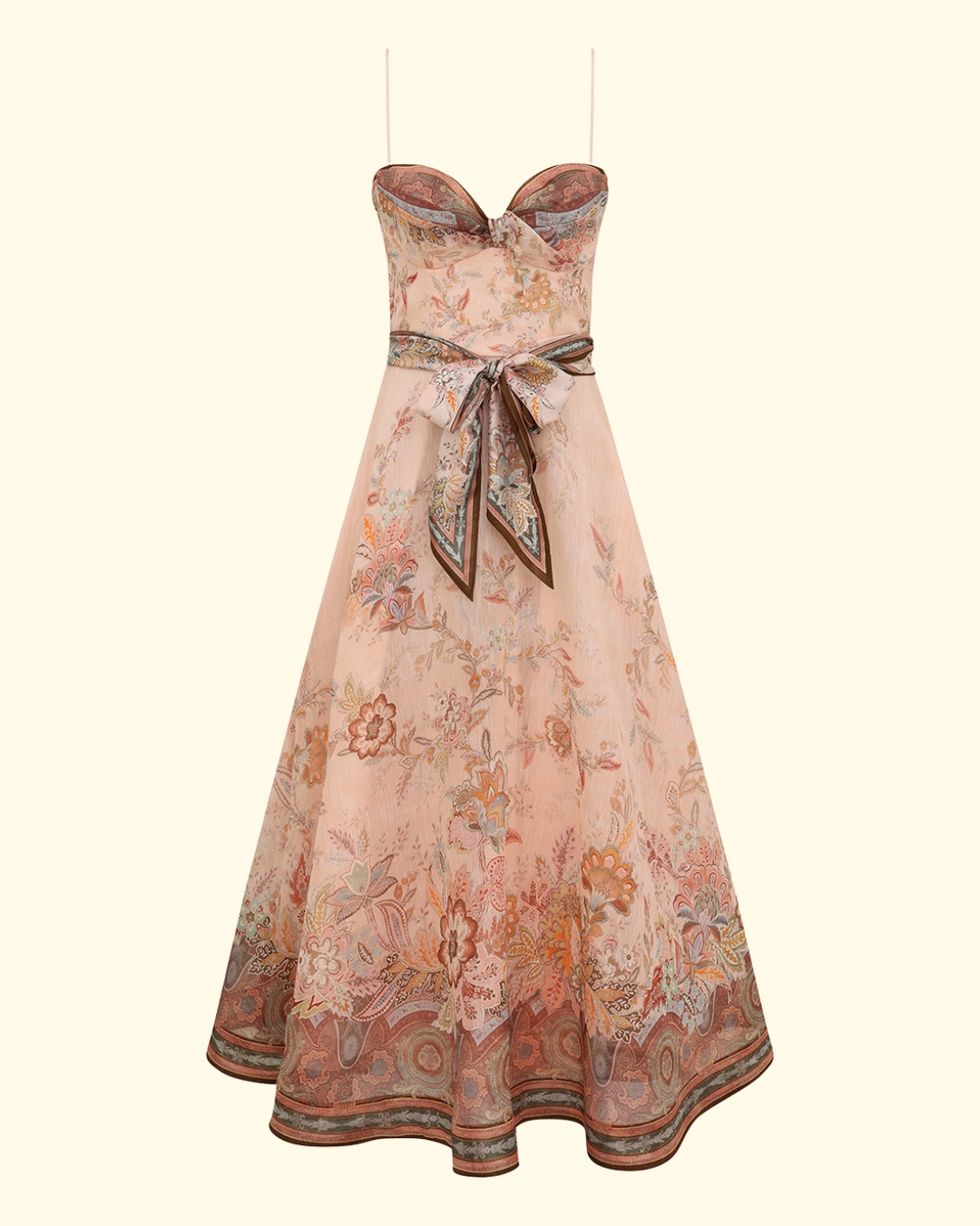 paisley lace midi dress Paisley Lace Side-Pleat Dress, BEIGE / M