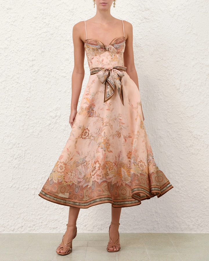 Alchemy Structured Midi Dress | Pink Paisley