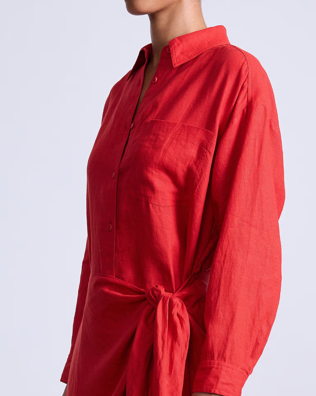 Alessandra Sarong Shirt Dress | Racing Red