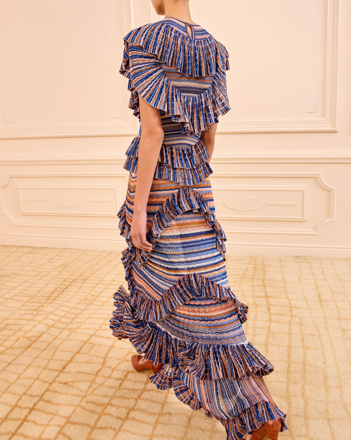 Raina Ruffle Knit Dress | Sunset