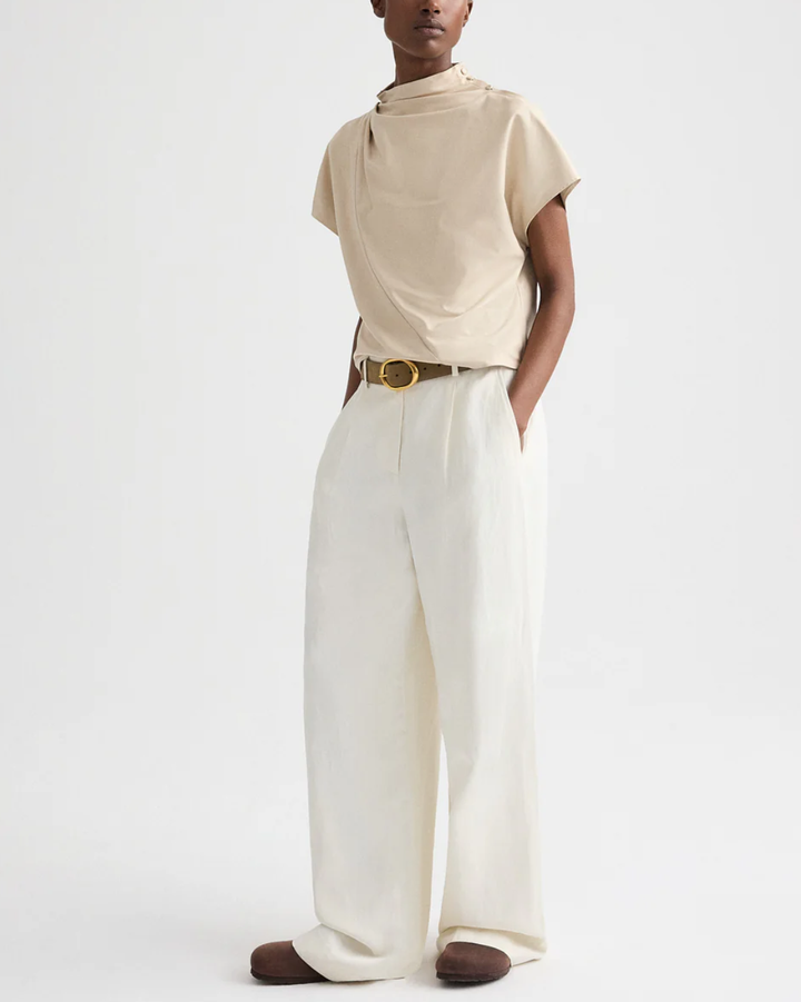 Mock Neck Tee | Creme Brûlée