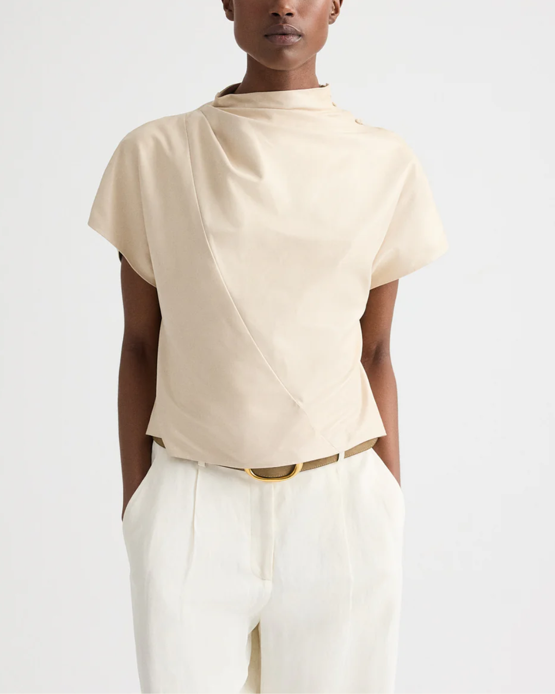 Mock Neck Tee | Creme Brûlée