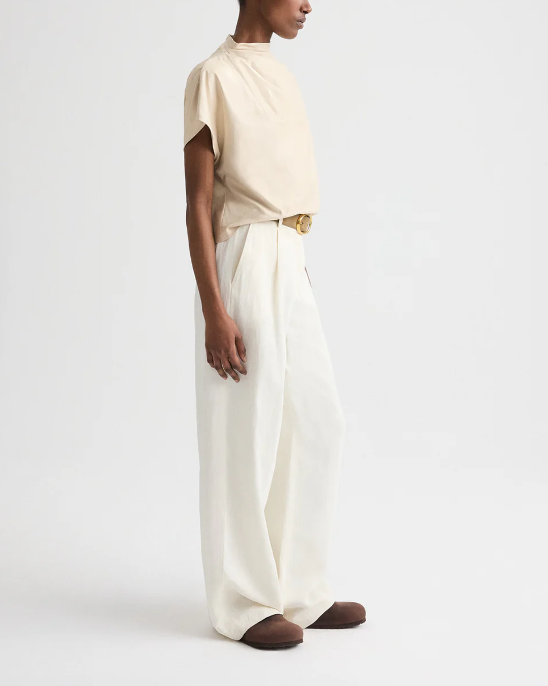 Mock Neck Tee | Creme Brûlée