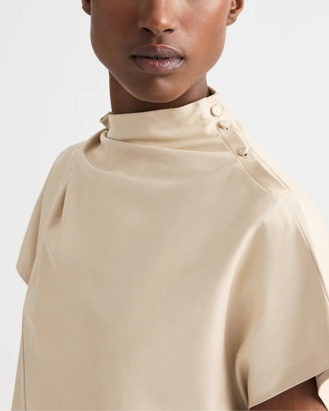 Mock Neck Tee | Creme Brûlée