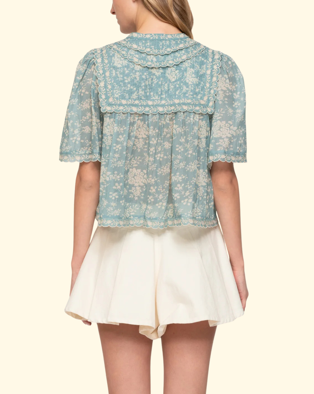 Kirsten Print S/Sleeve Top | Sky