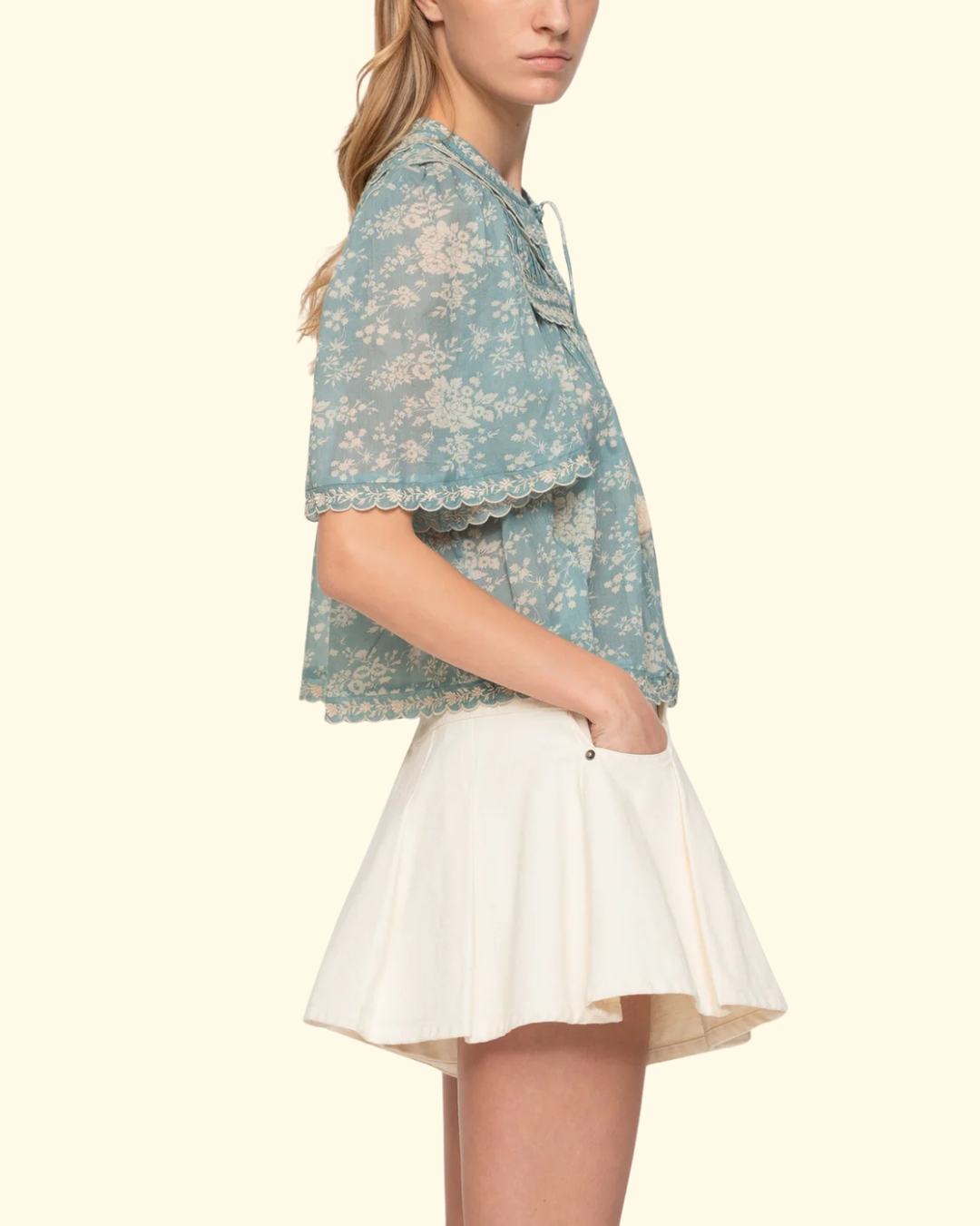 Kirsten Print S/Sleeve Top | Sky