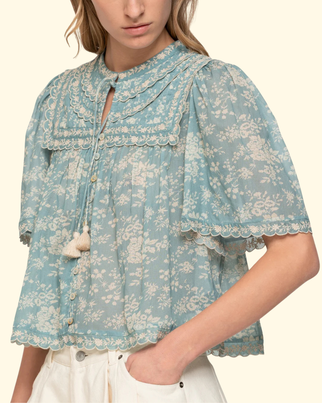 Kirsten Print S/Sleeve Top | Sky