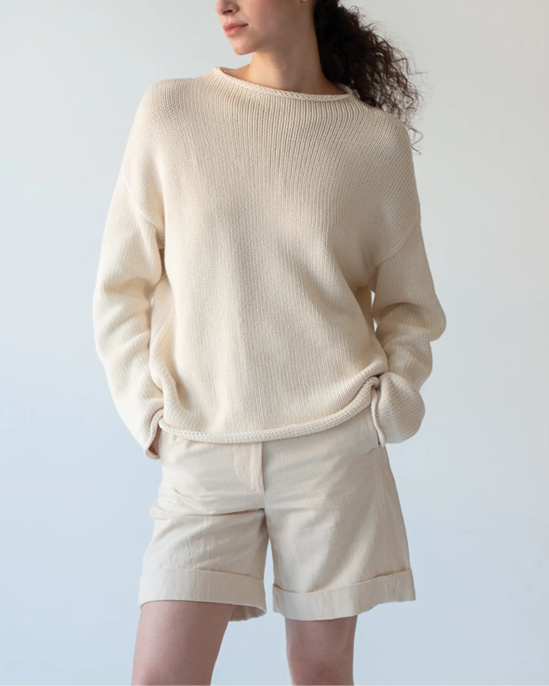 Lamis Washed Cotton Sweater | Off White