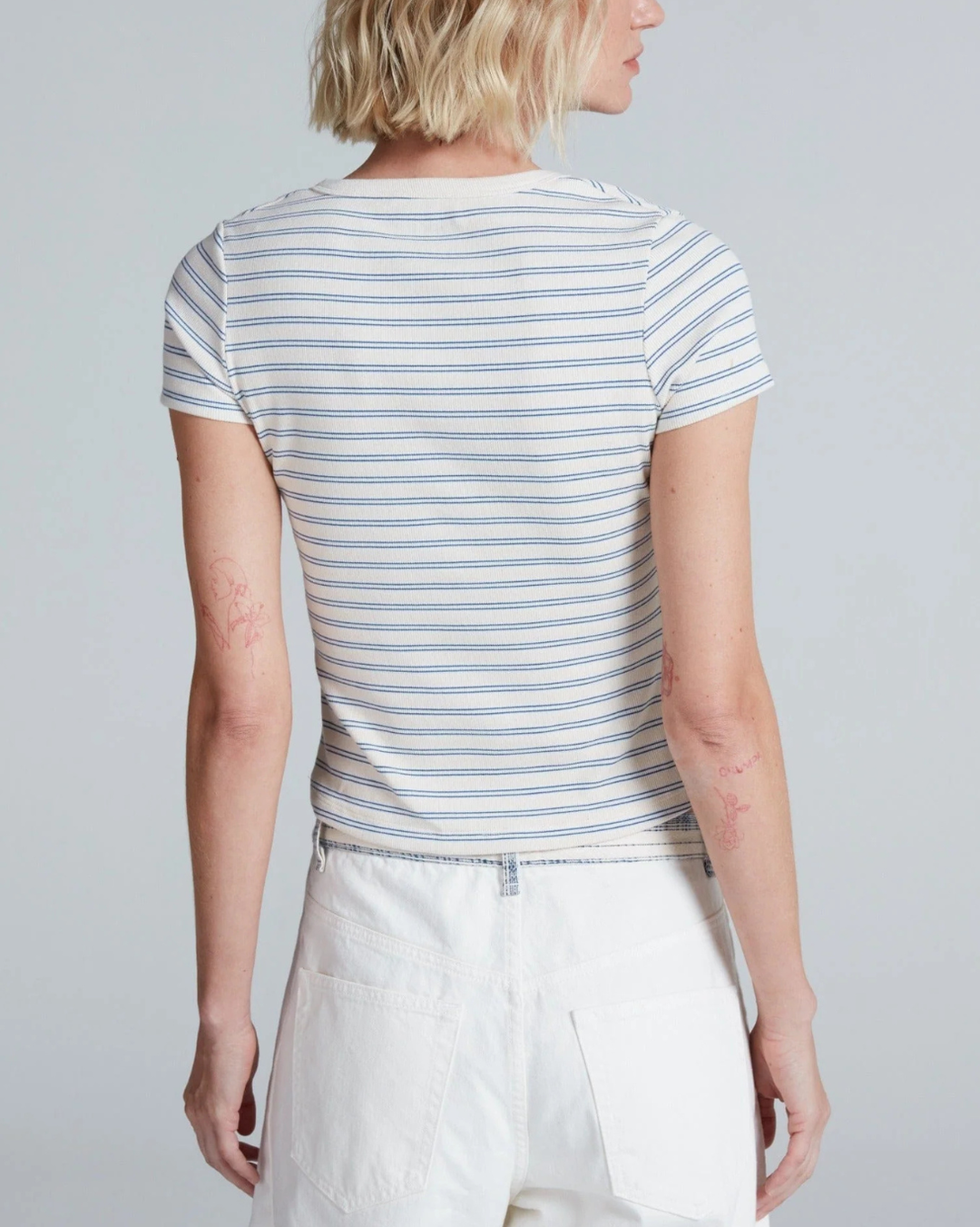 Scoop Henley | Double Stripe Blue