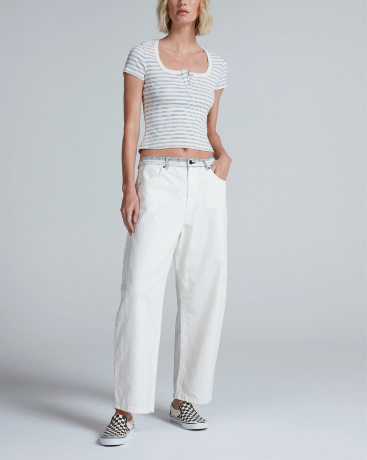 Scoop Henley | Double Stripe Blue