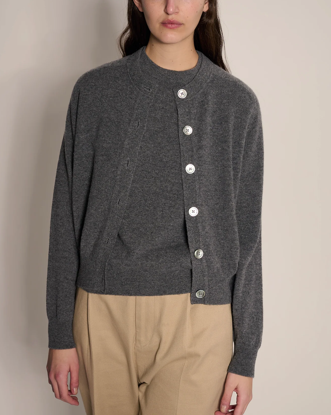 Gwen Cashmere Cardigan | Dark Heather
