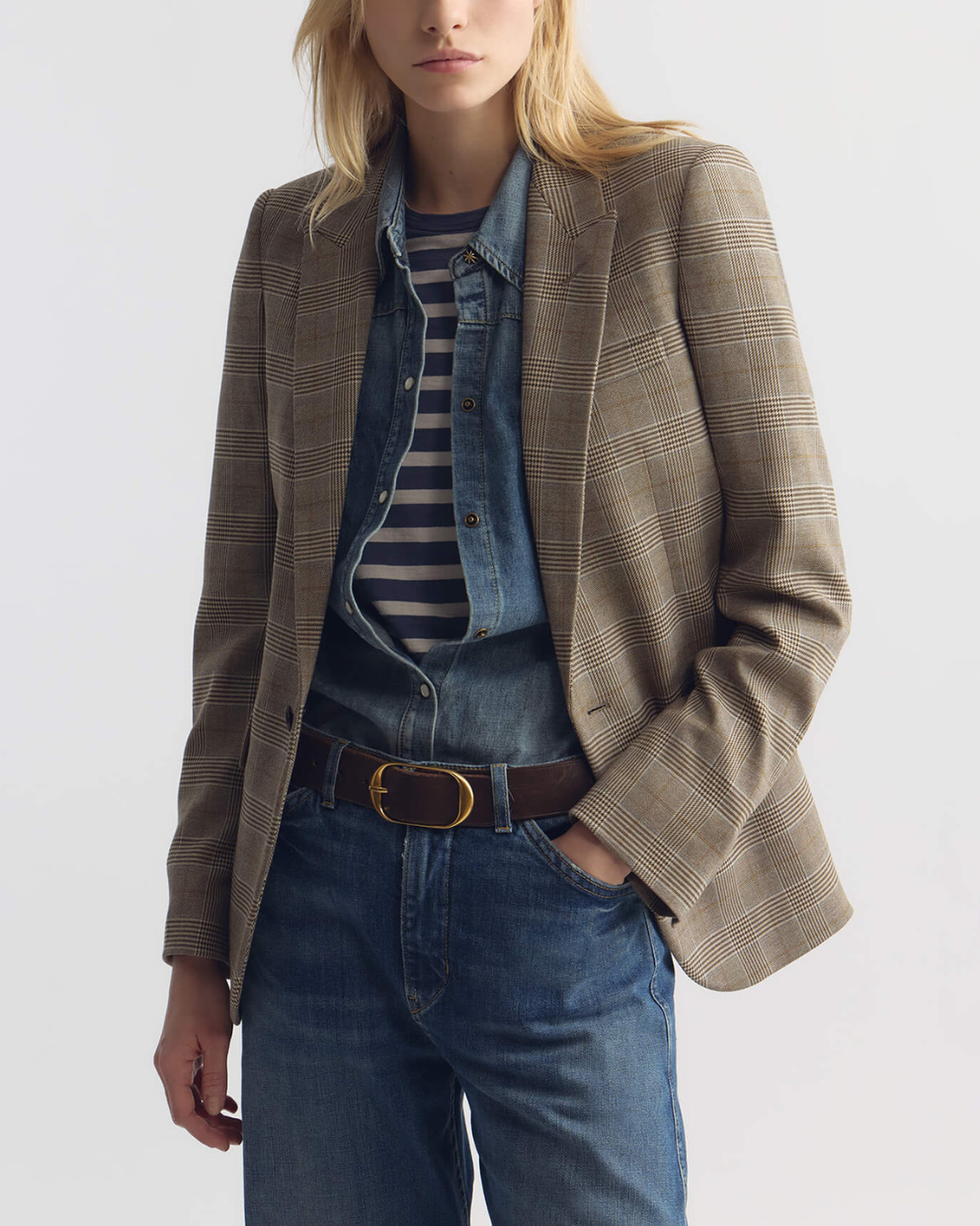 Anabel Tailored Jacket | Grey / Ochre Check