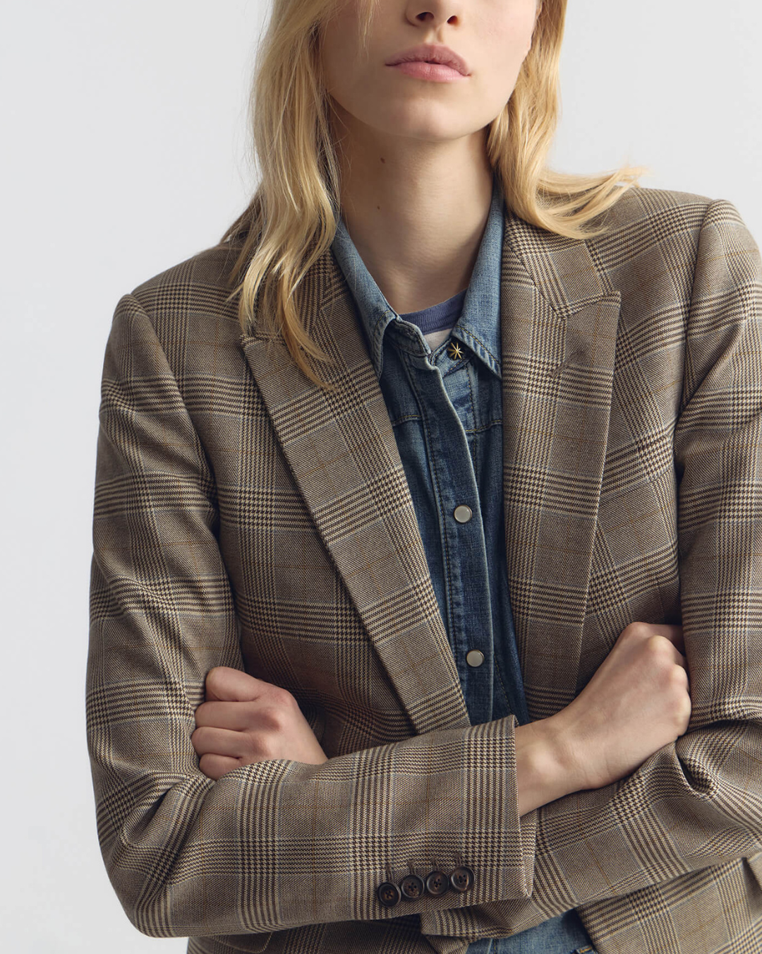 Anabel Tailored Jacket | Grey / Ochre Check