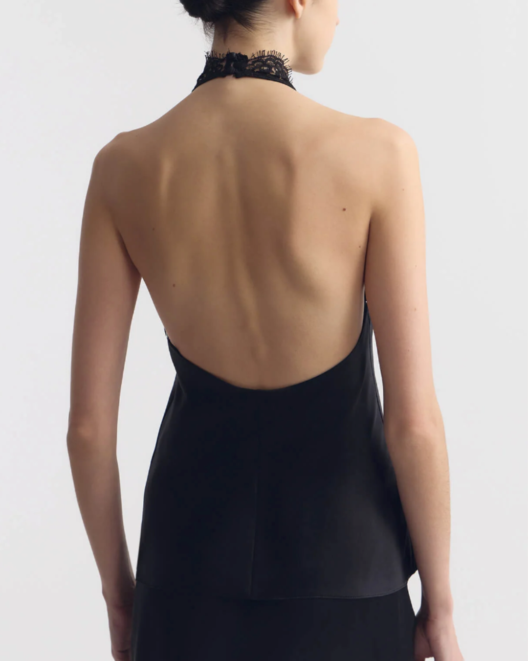 Teo Lace Halterneck Top |  Black