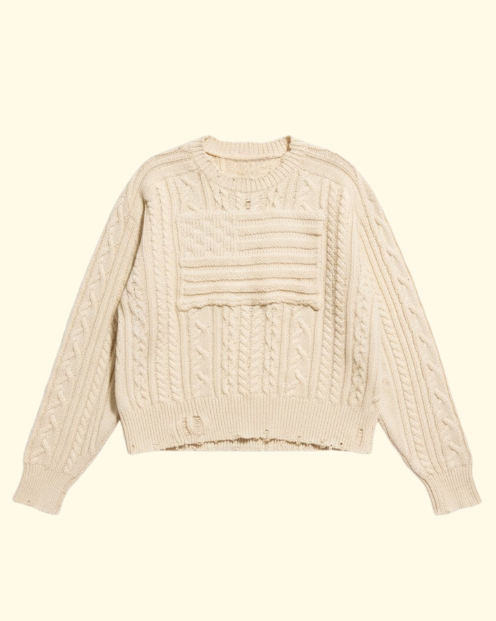 Shadow American Flag Sweater | Ecru Slub